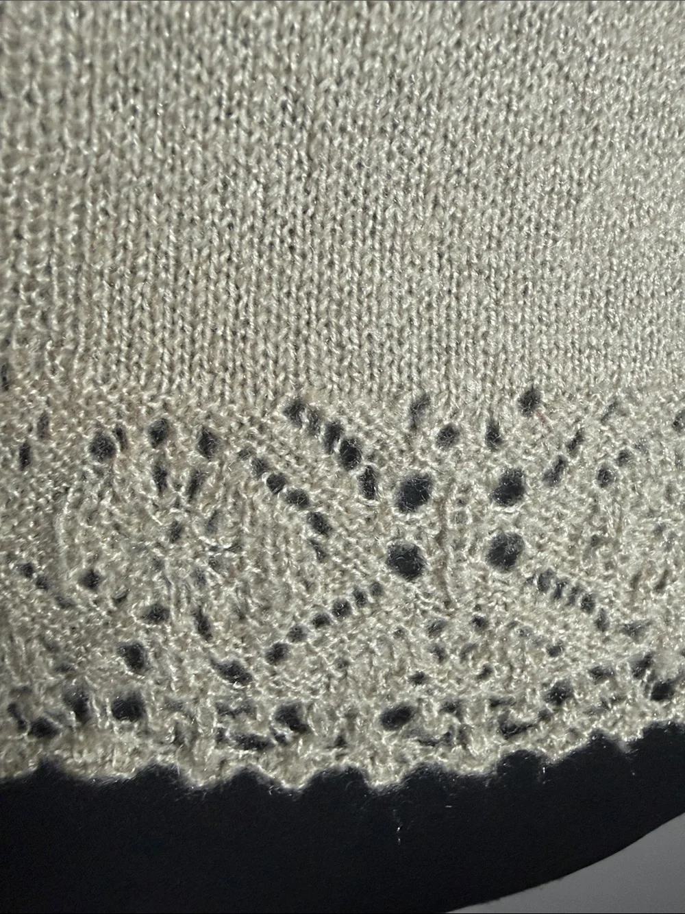 Vintage Sample Lace Trim Open Front Cardigan Beige Neutral Cottagecore SZ Small